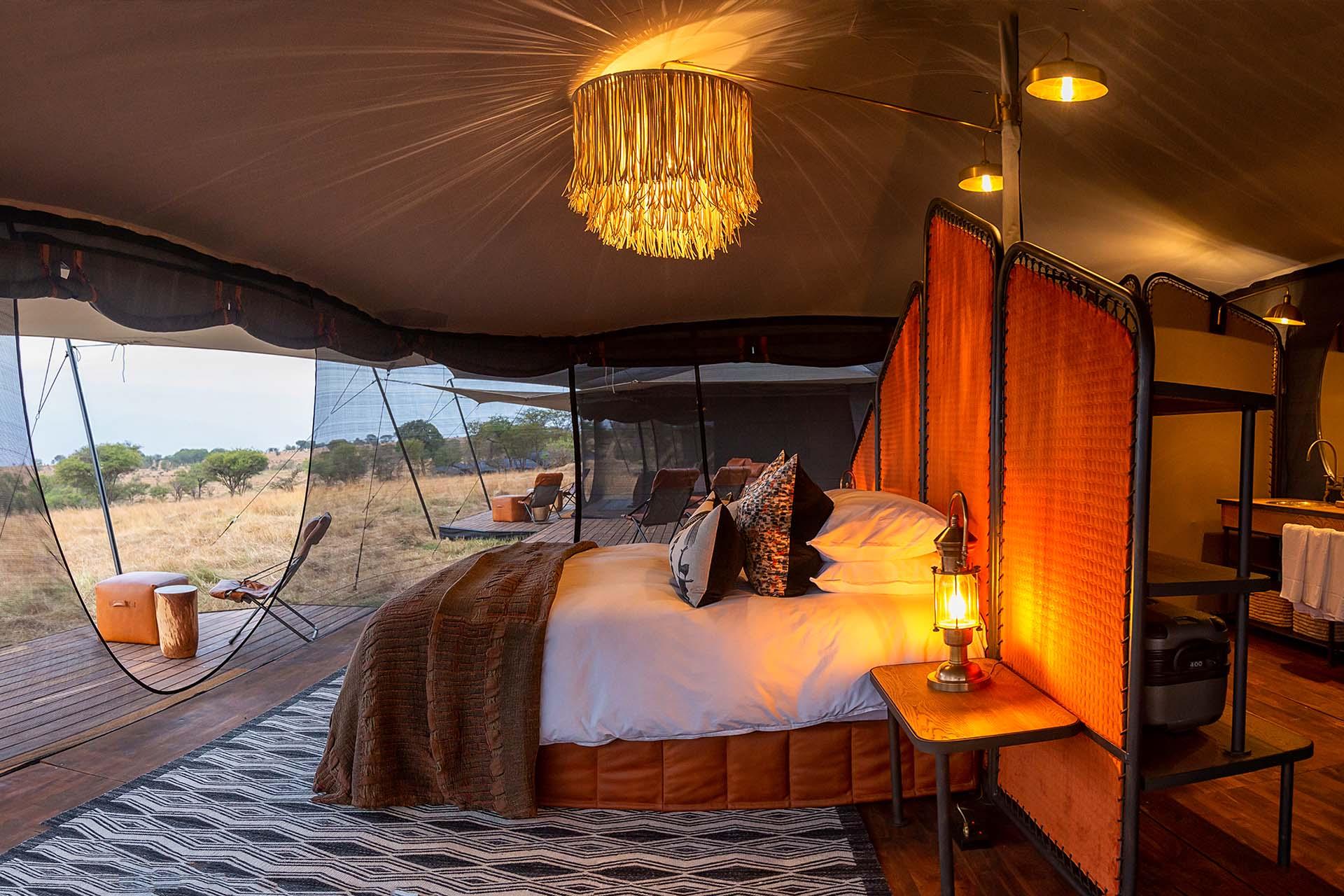 The Siringit Migration Camp has 8 luxury spacious canvas tents designed to bring you closer to the natural surroundings
